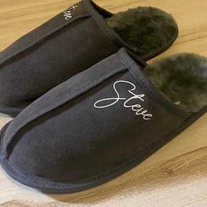 Personalised mens suede slippers, mens slippers, dad gift, grandad gift, birthday gift for him, son gift, gift for husband, fathers day gift