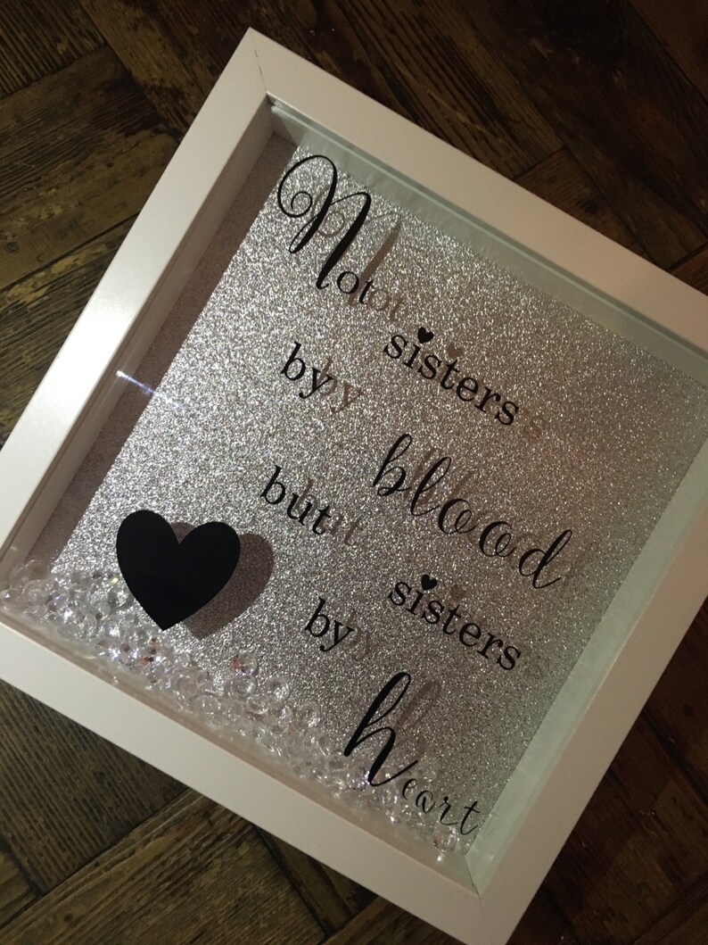Not Sister By Blood But Sisters Heart Frame Best Friend Friends Glitter Forever