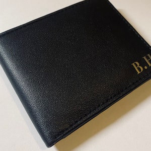 Personalised Handmade Black Buffalo Leather Wallet Custom 