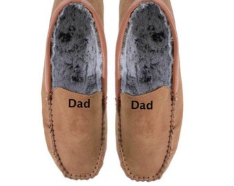 Moccasin mens, Personalised men’s slippers, Gift for him, mens slippers, grandad gift, dad gift, luxury slippers, fathers day gift, son gift