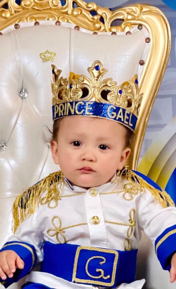 Corona del bambino del partito, corona del principe del bambino  personalizzata, corona del 1 compleanno, corona del re dei bambini,  principe reale, corona regolabile di qualsiasi dimensione, qualsiasi colore  -  Italia