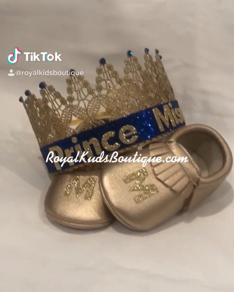 Party Baby Crown, Personalized Baby Prince Crown, 1st Birthday Crown, Kids King Crown, Royal Prince, Adjustable Crown any size, Any color image 3