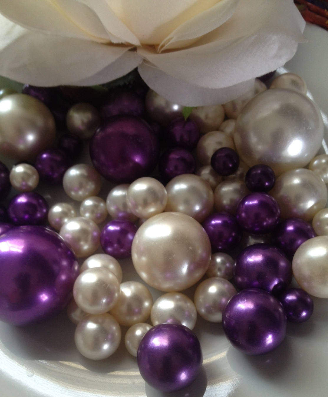 30/80pc Deep Purple/White Jumbo Pearls Mix Size Pearls No Etsy
