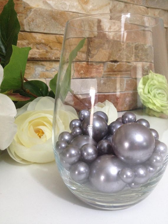 Silver Gray Jumbo Pearls Vase Fillers Pearls Floating Pearl Etsy