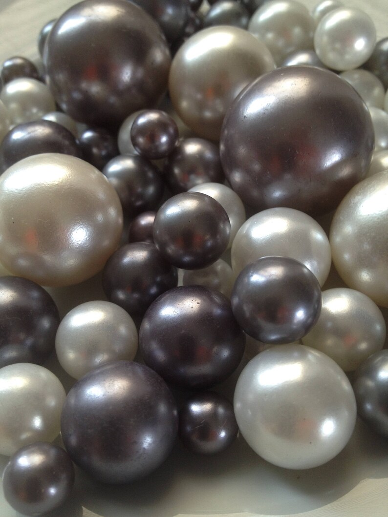 Gray White Pearls No Hole Pearls Vase Filler Mix Table Etsy