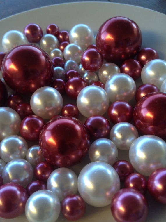 Cranberry Red White Decorative Jumbo Pearls Vase Fillers Table Etsy