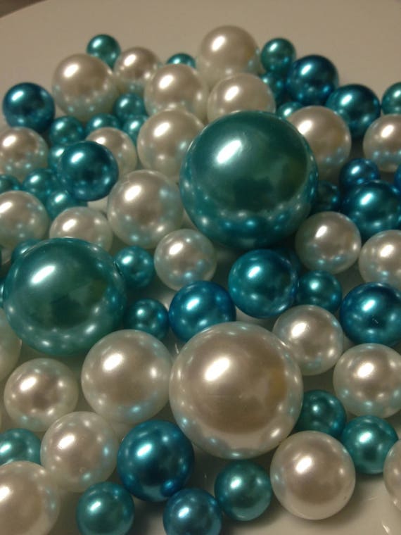 Aqua Blue Pearls White Pearls Vase Fillers Table Scatters Etsy