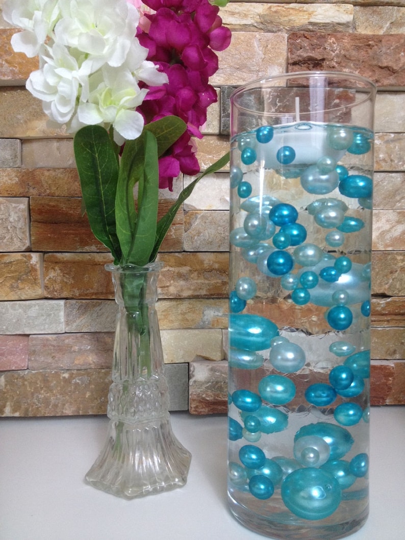 Easy DIY Floating Pearl Centerpiece Teal/Light Blue Pearls Etsy