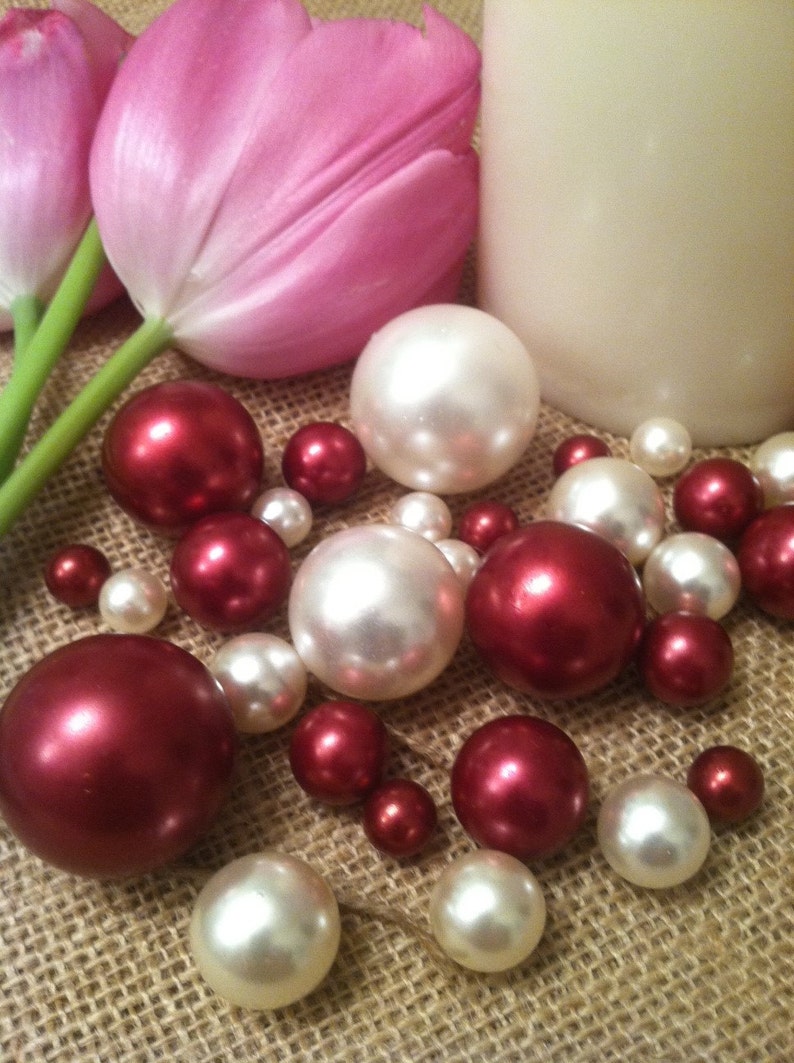 Vase Filler Jumbo Pearls Ivory/MarselaCranberry Assorted Etsy