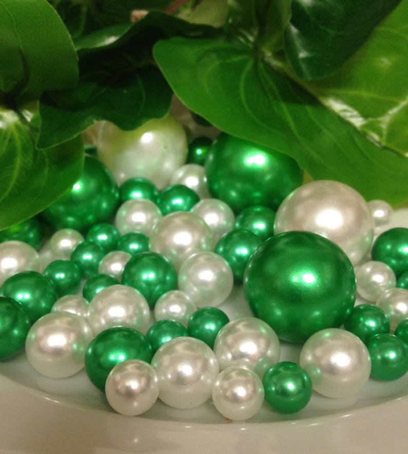 Green White Decorative Pearls For Vase Fillers Table Scatters Etsy