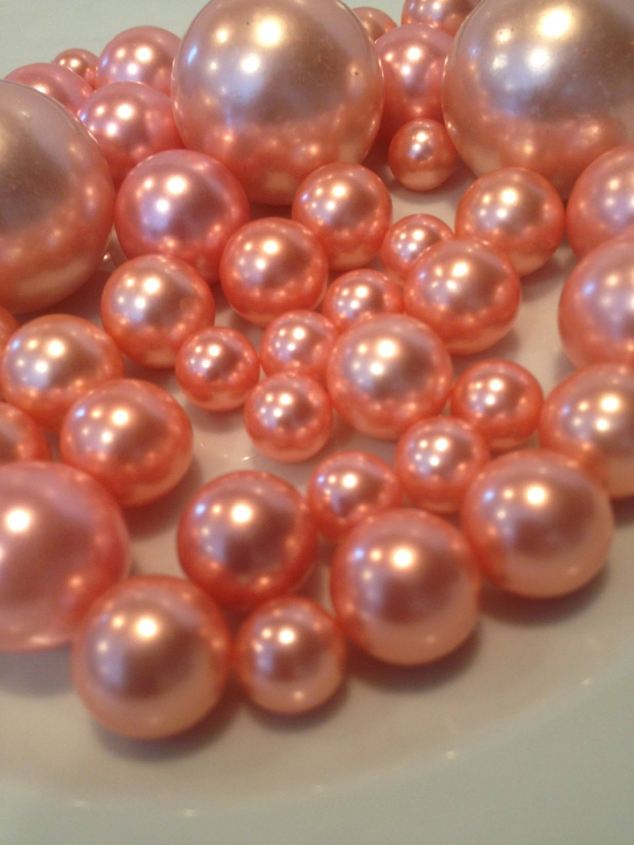Dusty Coral Pearls 80pc Decorative Jumbo Pearls Vase Fillers Table Scatters Floating Pearl Centerpiece No Hole Pearls dusty coral pearls 80pc decorative jumbo
