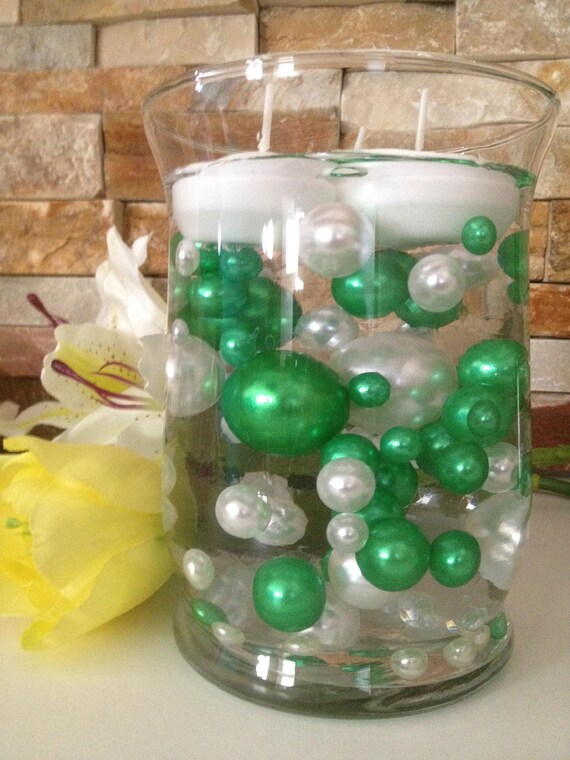 Decorative Pearls Kelly Lime Green White Pearls 80pc Mix Etsy
