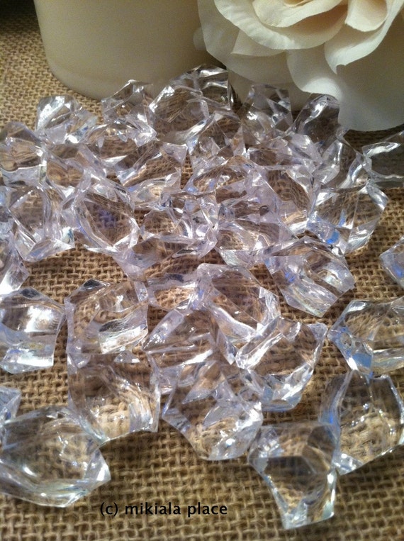 Confetti Wedding Vase Filler 100 x CLEAR Acrylic Scatter Crystal Nuggets Ice