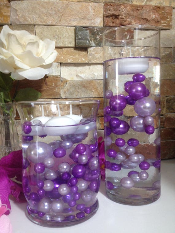 Diy Floating Pearl Centerpiece Purple Lilac Pearls 80pc Mix Etsy
