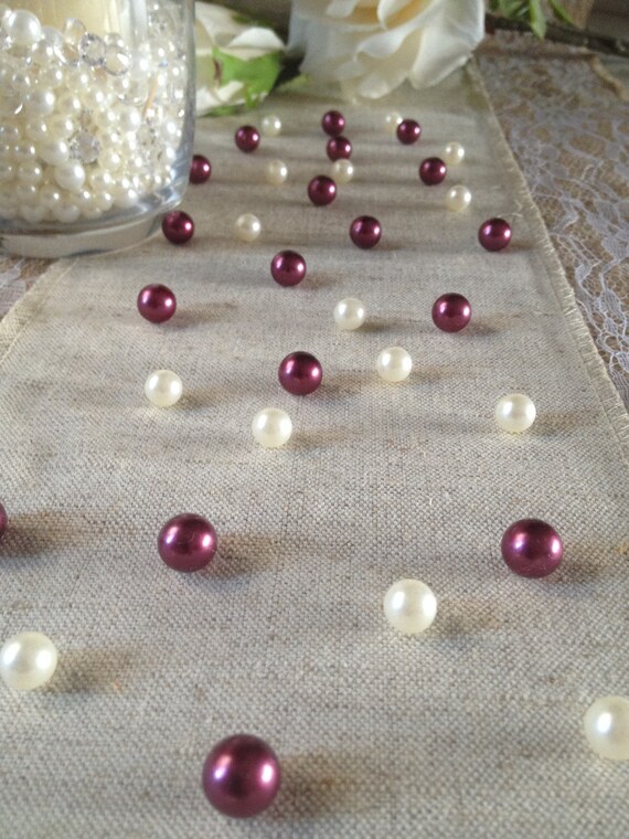 Vintage Table Pearl Scatters Burgundy And Ivory Pearls For Etsy