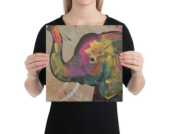 Wrapped Canvas Print - Whimsical Elephant Painting
