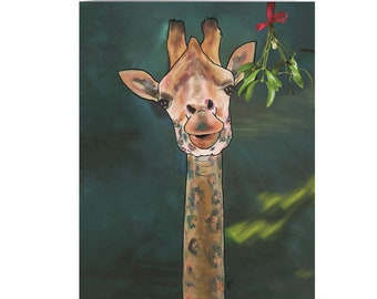 Holiday Greeting Card - Geraldine & The Mistletoe (Blank Inside) - 4.25" X 5"