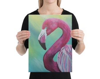 Wrapped Canvas Print - Fred the Fabulous Flamingo