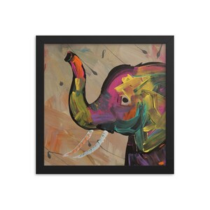 Framed Print - Whimsical Elephant Painting