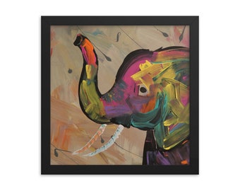 Framed Print - Whimsical Elephant Painting
