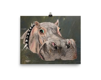 Poster Print - Harold the Hardcore Hippo