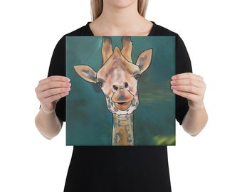 Wrapped Canvas Print - Whimsical Giraffe Painting
