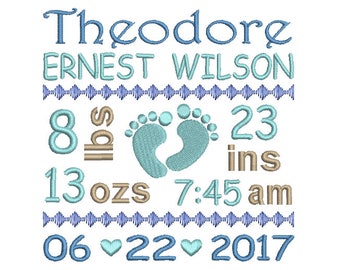 birth announcement embroidery design etsy