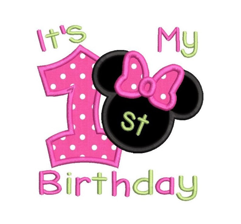 1st Birthday Minnie Applique Machine Embroidery Design Mouse | Etsy