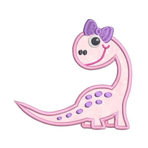 Dinosaur Embroidery Applique Design Girly Dinosaur Cute - Etsy