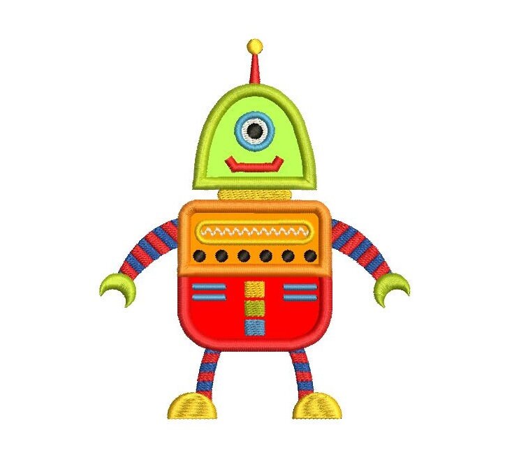 Robot Machine Embroidery Applique Designs for Children Set of Etsy
