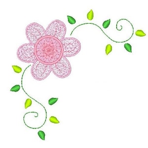 Floral Machine Embroidery Embroidery Design, Fill Stitch Flower Embroidery Design, Floral Corner, Size 5x7, Instant Download, No: JG00044-6