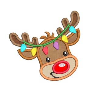 Julrenbroderiapplikationsdesign, renapplikation, julbelysning, maskinbroderi, 4 storlekar, direktnedladdning, SA502-50