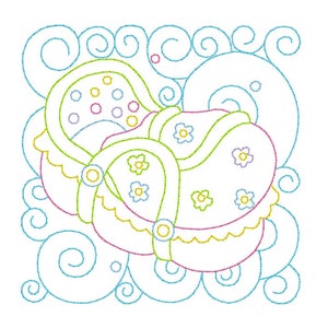 Baby Quilt Block Machine Embroidery Design, Multi-Colored Linework Machine Embroidery Design, 3 Sizes, Instant Download, No: JGS00013-5