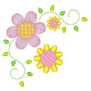 Floral Machine Embroidery Design, Fill Stitch Flower Embroidery Design, Floral Corner Embroidery, 5x7, Instant Download, No: JG00044-1