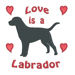 Labrador Retriever Dog Machine Embroidery Design, Fill Stitch Labrador Dog, Labrador Love Embroidery Design, Instant Download, No: S512-4