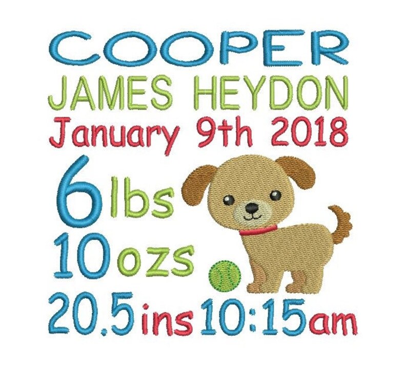 Birth Announcement Template Embroidery Design Baby Boy Birth Etsy