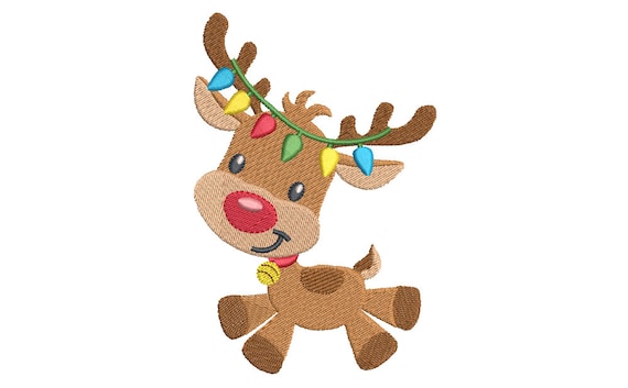 Weihnachten Rentier Maschine füllen Stich Rudolph Rentier-Stickerei, Weihnachten Rentier, 2 Größen, Stickmuster, sofortiger Download, Nein: SA528-1