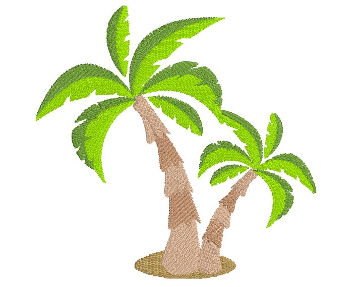 Palm Tree Embroidery Design, Fill Stitch, Tropical Palm Tree