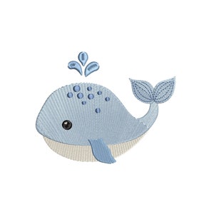 Baby Whale Machine Embroidery Design, Fill Stitch, Sealife, Cute Baby Whale, Whale Embroidery, 3&quot;x3&quot;, 4&quot;x4&quot;, 5&quot;x7&quot; Instant Download, S600-2