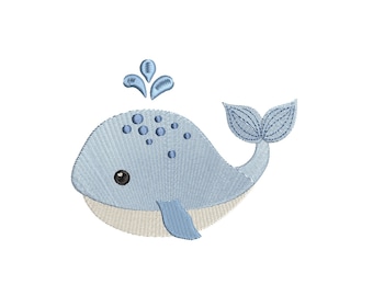 May include: A blue whale with a white belly and a spray of water coming from its blowhole. The whale has a black eye and a spotted pattern.