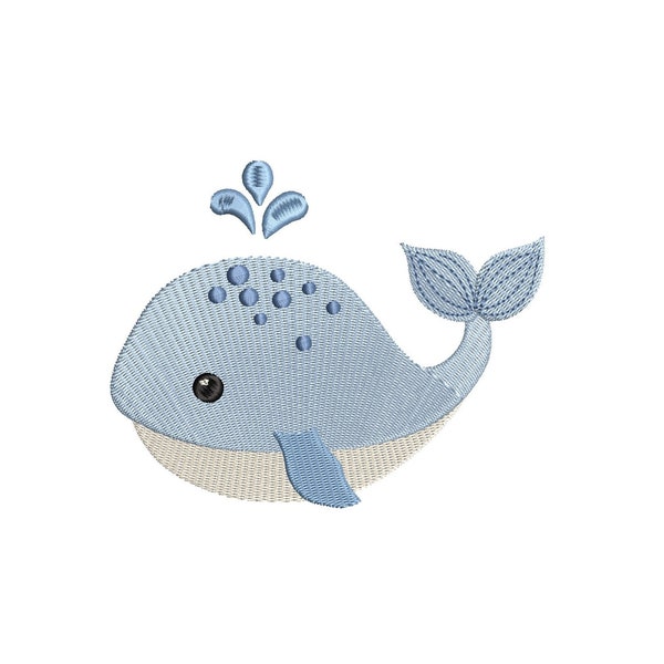 Baby Whale Machine Embroidery Design, Fill Stitch, Sealife, Cute Baby Whale, Whale Embroidery, 3"x3", 4"x4", 5"x7" Instant Download, S600-2