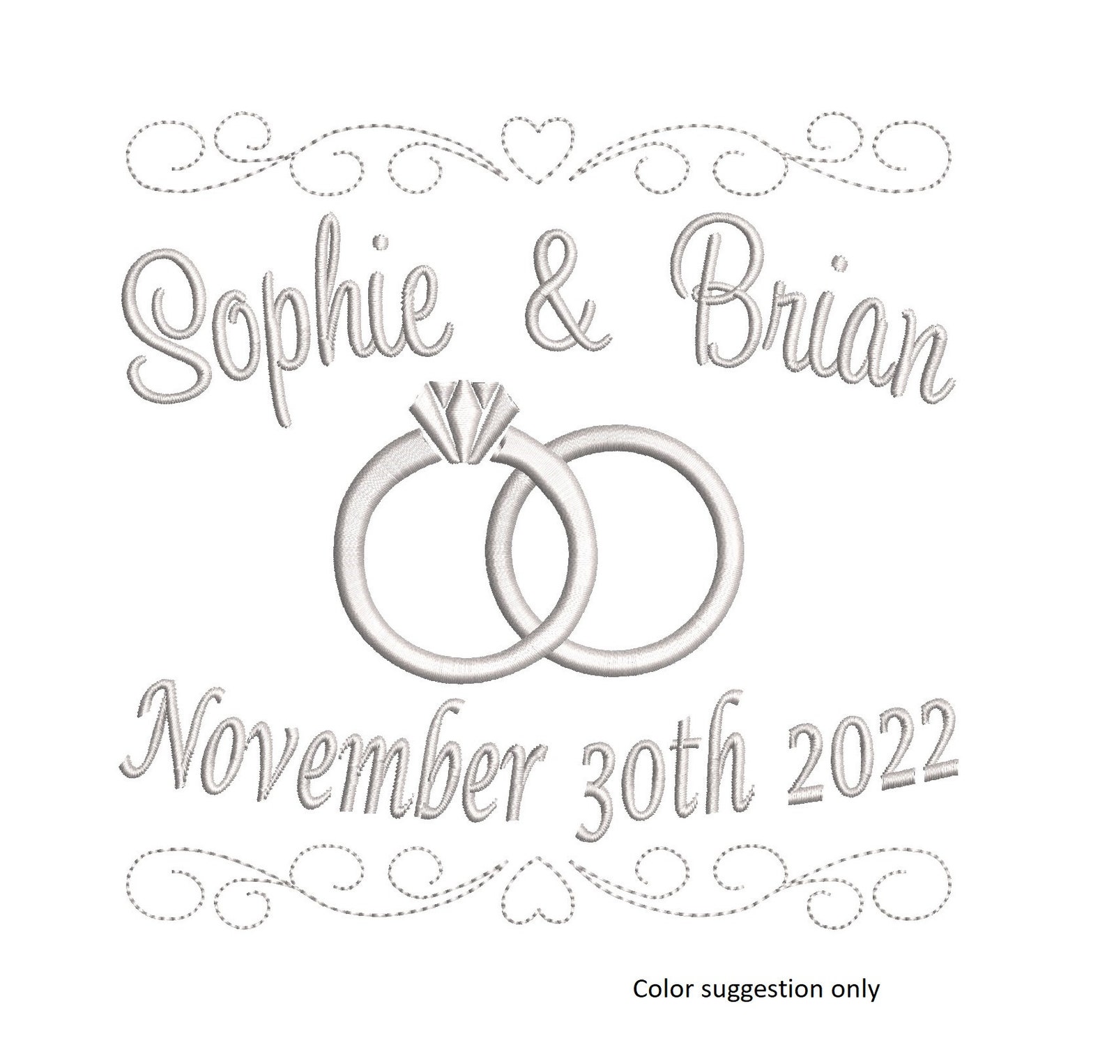 Wedding Ring Cushion Embroidery Design Customised Wedding Etsy