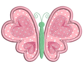 Valentine Butterfly Machine Embroidery Applique Design, Heart Butterfly Embroidery Design, 2 Sizes, Instant Download, No: SA500-2