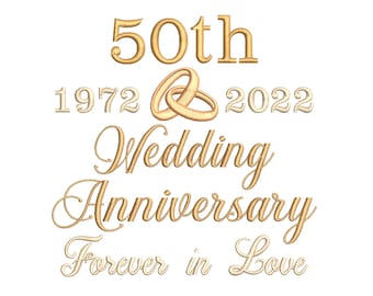 50th Wedding Anniversary, Template Design, Golden Wedding, Rings, 50th Anniversary, Machine Embroidery Design, 4x4, 5x7, 6x10, ST599-3