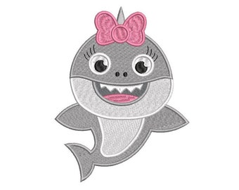 Mini Shark Embroidery Design, Shark Design, Small Shark, Sea Life, Fill Stitch, Machine Embroidery, 2x2, 3x3, 4x4, Instant Download, S511-4