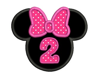 2nd Birthday Mouse Ears Applique Machine Embroidery Design, Mouse Ears Second Birthday Embroidery, Instant Download, No: SA535-5