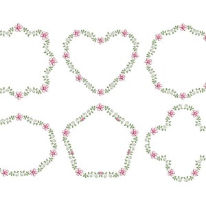Floral Frames Embroidery Designs, Set of 6 Frames, Monogram Frames Designs, Flowers, Machine Embroidery, 3 Sizes, Instant Download, S595