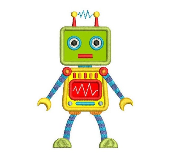 Disegni di Applique ricamo macchina robot per bambini, Set di 6