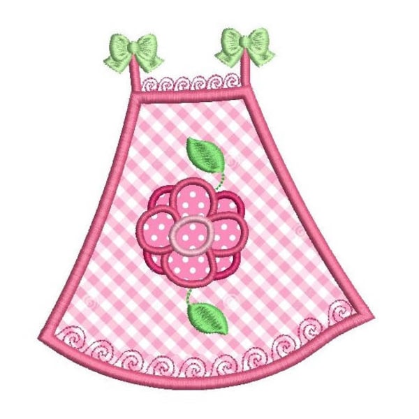 Cute Baby Dress Applique Embroidery Design, Sun Dress Applique, Girl's Dress Machine Embroidery, 3 sizes, Instant Download,  No: SA568-2