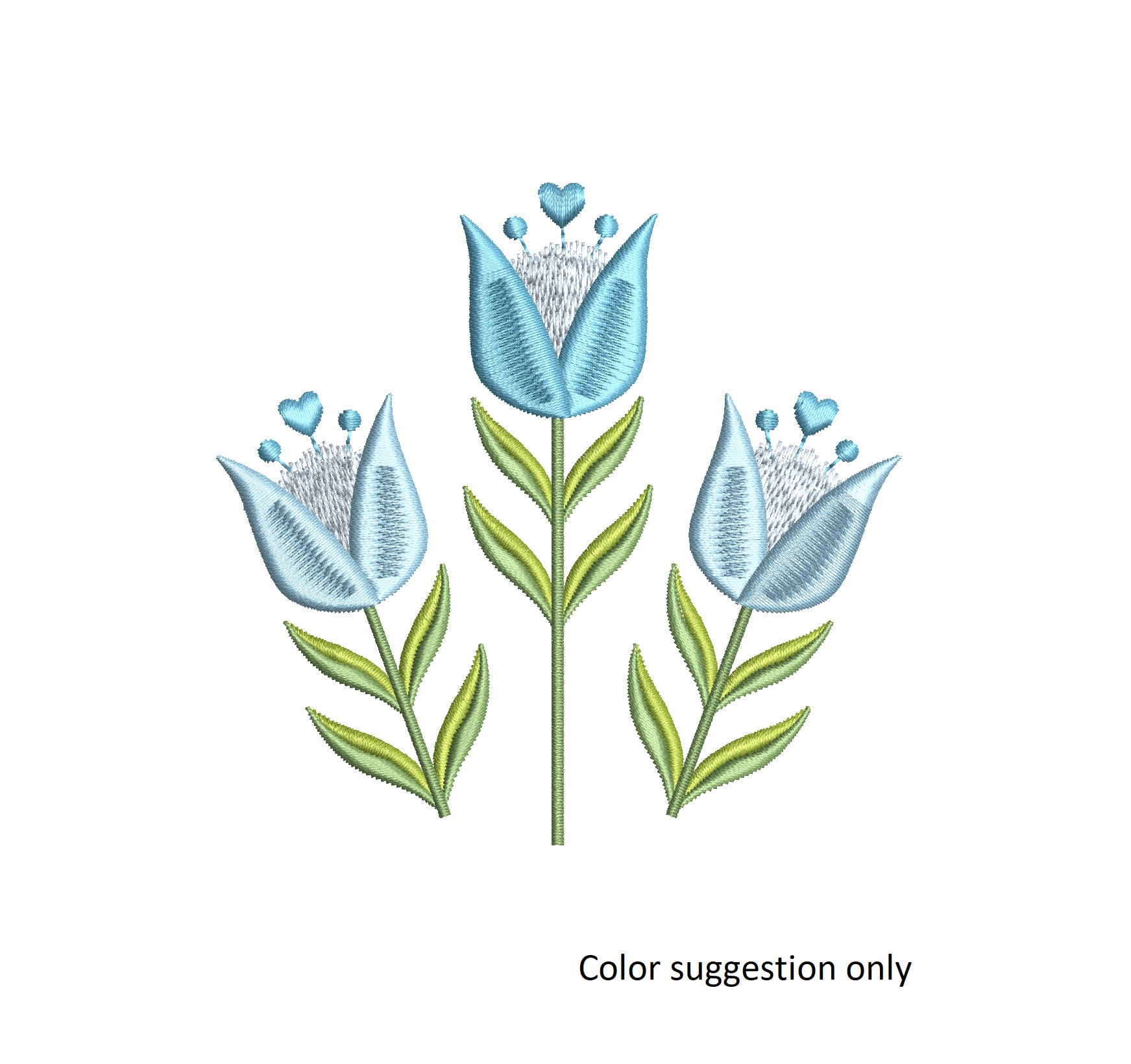 Tulip Embroidery Design, Floral, Fill Stitch, Tulips, Flowers